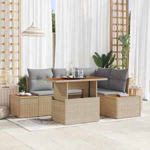 vidaXL Set de canapele pentru grădină 5 pcs Bej Rattan poli imagine