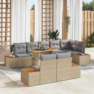 vidaXL Set de canapele pentru grădină 9 pcs Bej Rattan poli imagine