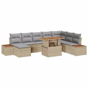 vidaXL Set de canapele pentru grădină 9 pcs Bej Rattan poli imagine