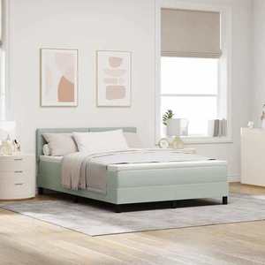 vidaXL Pat cu arcuri cu saltea Gri deschis 140 x 190 cm Catifea imagine