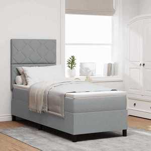 vidaXL Pat cu arcuri cu saltea Gri deschis 80 x 200 cm țesătură imagine