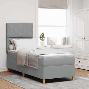 vidaXL Pat cu arcuri cu saltea Gri deschis 80 x 200 cm țesătură imagine