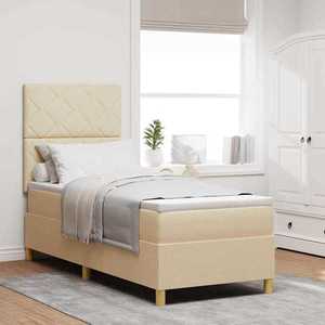 vidaXL Pat cu arcuri cu saltea cu headboard Crem 80 x 200 cm țesătură imagine