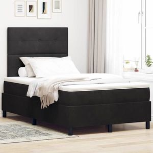 vidaXL Pat cu arcuri cu saltea cu headboard Negru 120 x 200 cm Catifea imagine
