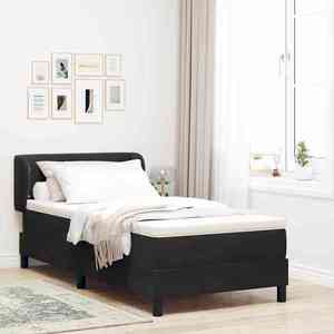 vidaXL Pat cu arcuri cu headboard Negru 100 x 200 cm Catifea imagine