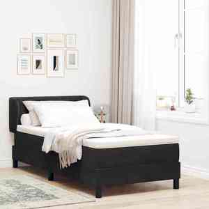 vidaXL Pat cu arcuri cu headboard Negru 100 x 200 cm Catifea imagine