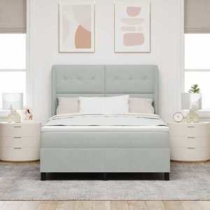 vidaXL Pat cu arcuri cu saltea Gri deschis 200 x 160 cm Catifea imagine