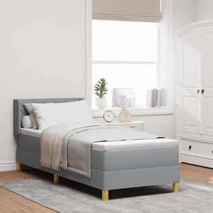 vidaXL Pat cu arcuri cu headboard Gri deschis 200 x 80 cm țesătură imagine