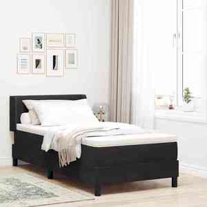 vidaXL Pat cu arcuri cu headboard Manual Negru 200 x 100 cm Catifea imagine