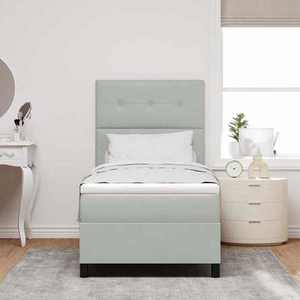 vidaXL Pat cu arc LED cu saltea Gri deschis 100 x 200 cm Catifea imagine