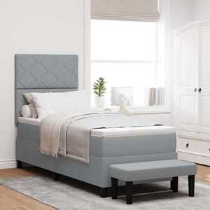 vidaXL Pat cu arcuri cu headboard Gri deschis 80 x 200 cm țesătură imagine