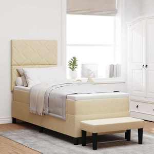 vidaXL Pat cu arcuri cu headboard Crem 80 x 200 cm țesătură imagine