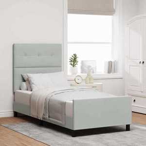 vidaXL Pat cu arcuri cu headboard Gri deschis 100 x 200 cm Catifea imagine