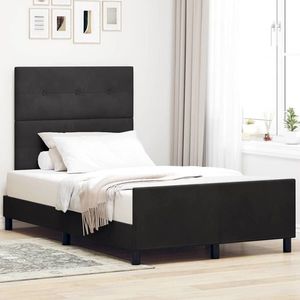 vidaXL Pat cu arcuri cu headboard Negru 120 x 190 cm Catifea imagine
