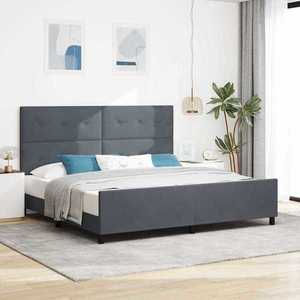 vidaXL Pat cu arcuri cu headboard Gri închis 200 x 200 cm Catifea imagine