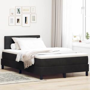 vidaXL Pat cu arcuri cu saltea cu headboard Negru 120 x 190 cm Catifea imagine