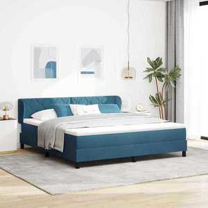 vidaXL Pat cu arcuri cu headboard Albastru închis 180 x 200 cm Catifea imagine