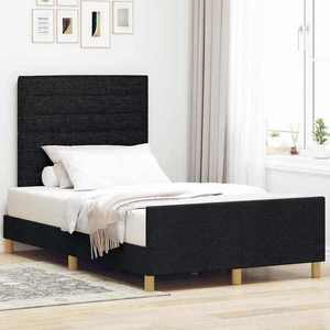vidaXL Cadru de pat cu headboard Negru 120 x 200 cm țesătură imagine