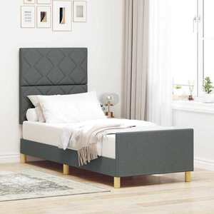 vidaXL Cadru de pat cu headboard Gri închis 80 x 200 cm țesătură imagine