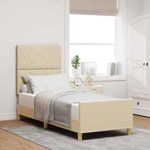 vidaXL Cadru de pat cu headboard Crem 80 x 200 cm țesătură imagine