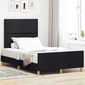 vidaXL Cadru de pat cu headboard Negru 120 x 190 cm țesătură imagine