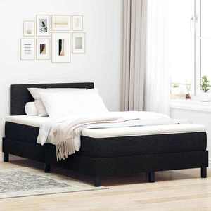 vidaXL Pat cu arcuri cu headboard Manual Negru 120 x 200 cm țesătură imagine