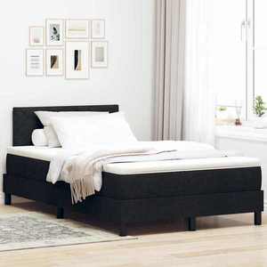 vidaXL Pat cu arcuri cu pernă cu headboard Negru 120 x 200 cm țesătură imagine