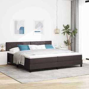 vidaXL Pat cu arcuri cu headboard Maro închis 200 x 200 cm țesătură imagine