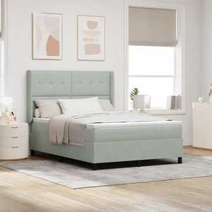 vidaXL Pat cu arcuri cu headboard Gri deschis 160 x 200 cm Catifea imagine