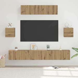 vidaXL Set comodă TV Pe perete 7 pcs Stejar Artizanal Lemn compozit imagine