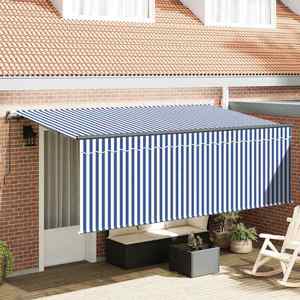 vidaXL Cortina Retractabilă Manual Albastru și Alb 400 x 200 cm imagine