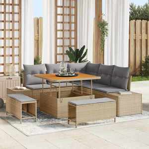 vidaXL Set de canapele pentru grădină cu pernă 8 pcs Bej Rattan poli imagine