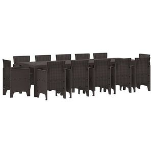 vidaXL Set de masă pentru grădină 13 pcs Maro Rattan poli imagine