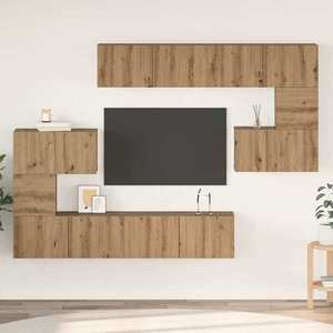 vidaXL Set comodă TV Pe perete 8 pcs Stejar Artizanal Lemn compozit imagine