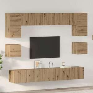 vidaXL Set comodă TV Pe perete 8 pcs Stejar Artizanal Lemn compozit imagine