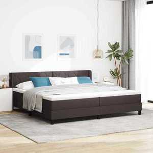 vidaXL Pat cu arcuri cu headboard Maro închis 200 x 200 cm țesătură imagine