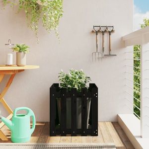 vidaXL Jardinieră grădină design gard negru 50x50x50 cm lemn masiv pin imagine