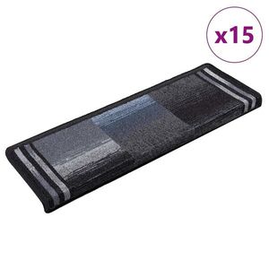 vidaXL Covorașe scări autoadezive, 15 buc., negru și gri, 65x21x4 cm imagine