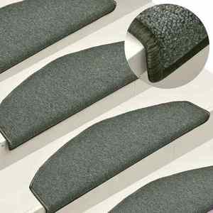 vidaXL Covorașe pentru scări, 15 buc., 65x24x4 cm, verde închis, semirotunde, mari imagine