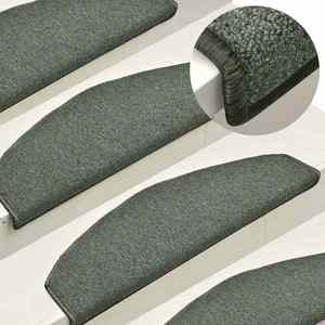 vidaXL Covorașe pentru scări, 30 buc., 65x24x4 cm, verde închis, semirotunde, mari imagine