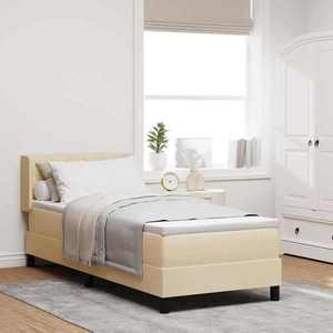 vidaXL Pat cu arcuri cu headboard Manual Crem 200 x 80 cm țesătură imagine