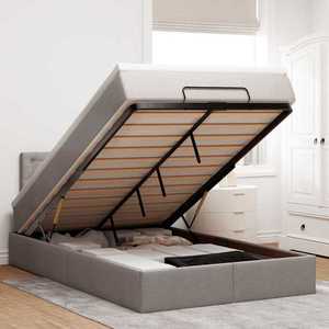 vidaXL Cadru de pat otoman cu saltea Taupe 120x190 cm Material imagine