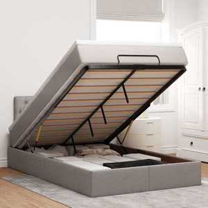 vidaXL Cadru de pat otoman cu saltea Taupe 120x190 cm Material imagine