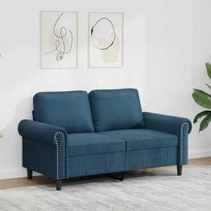 vidaXL Canapea cu 2 locuri, albastru, 120 cm, catifea imagine