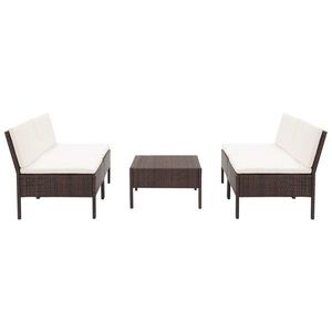 vidaXL Set canapele de grădină cu perne, 5 piese, maro, poliratan imagine