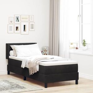 vidaXL Pat cu arcuri cu headboard Manual Negru 200 x 80 cm Catifea imagine