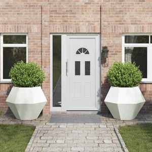 vidaXL Jardinieră 2 pcs Alb 100 x 100 x 80 cm Oțel imagine