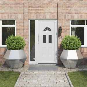 vidaXL Jardinieră 2 pcs Argintiu 100 x 100 x 80 cm Oţel inoxidabil imagine