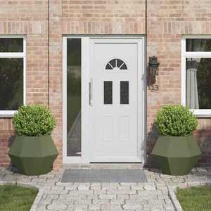 vidaXL Jardinieră 2 pcs Verde măsliniu 75 x 75 x 60 cm Oțel imagine