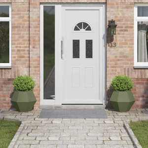 vidaXL Jardinieră 2 pcs Verde măsliniu 50 x 50 x 40 cm Oțel imagine